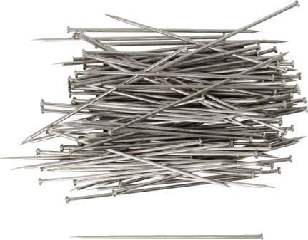 Diverse Knappenåler L: 34 mm tykkelse 0,6 mm ca 600 stk sølv 50 g/1 pk. Diverse Knappenåler L: 34 mm tykkelse 0,6 mm ca 600 stk sølv 50 g/1 pk.