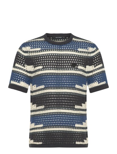 Daily Paper Kente Stripe Knit Shirt Blue S Daily Paper Kente Stripe Knit Shirt Blue S