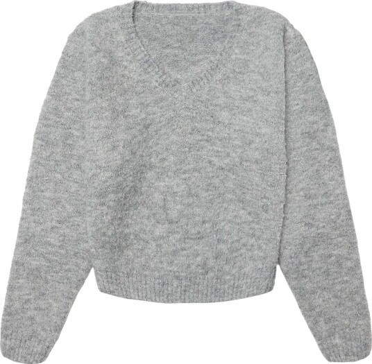 Grunt Genser Strikk GrJane Light Grey Melange Grunt 10 år (140) Genser Grå