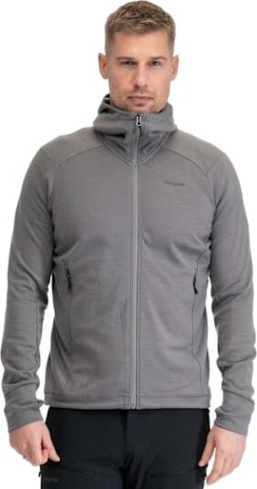 Bergans Rabot Merino Tech Midlayer Hoodie Herre Solid Grey L
