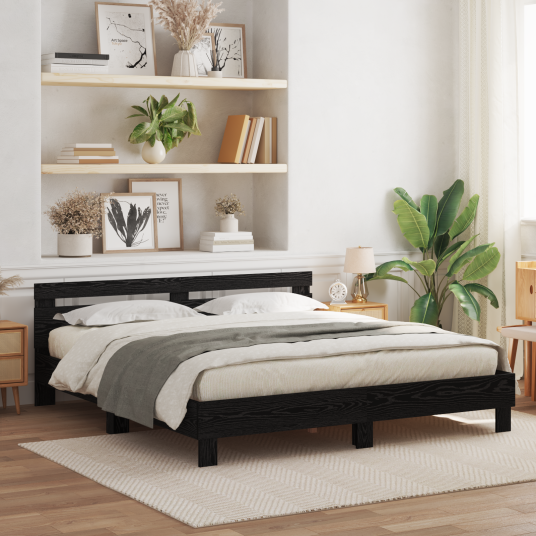 Eik Sengeramme Svart Eik Massivt Eiketre 180 x 200 cm Solid Eik Sengeramme Svart Eik Massivt Eiketre 180 x 200 cm Solid