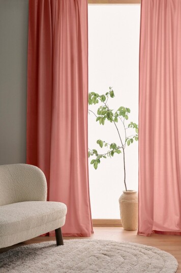 Ellos Home Gardin med multibånd Nora i fløyel 2 pk Rosa