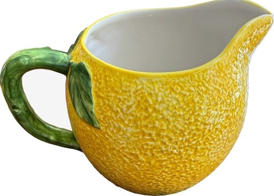 Caja Company Lemon Milk Jug, Large - YELLOW/GREEN/WHITE - 15X14 cm.H14 cm Caja Company Lemon Milk Jug, Large - YELLOW/GREEN/WHITE - 15X14 cm.H14 cm