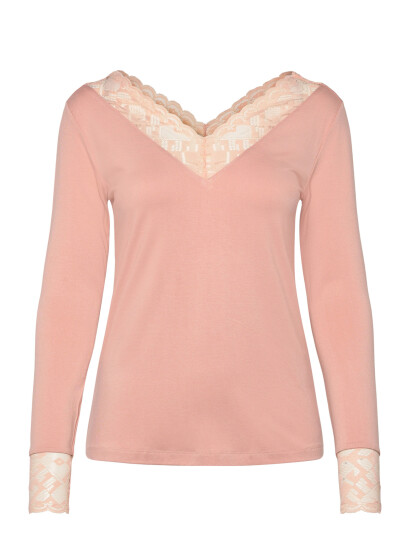 Cream Crtrulla Ls Lace T Shirt   Pink   L