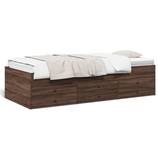  Dagseng med skuffer brun eik 90x200 cm konstruert tre 8721102625336
