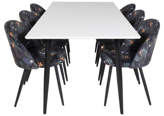 Venture Design Polar & Velvet spisegruppe Hvit/flerfarget 6 st stoler & bord 180 x 90 cm