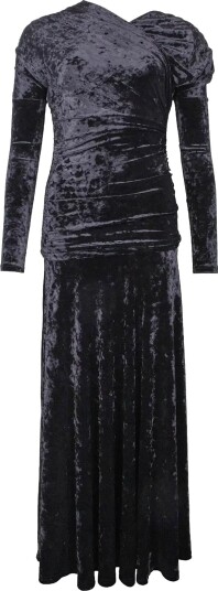 Ganni Dress In Black Velour Ruched Black 36 Ganni Dress In Black Velour Ruched Black 36