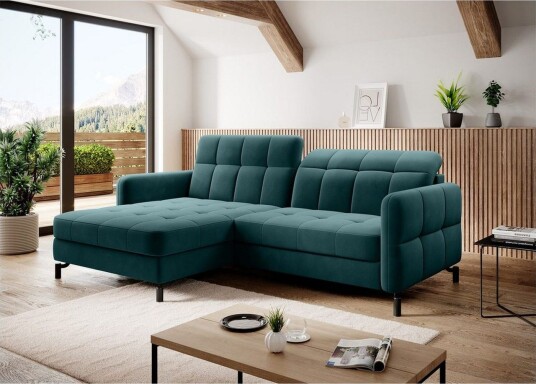 Seksjon Eltap Lorelle 225x160x105 cm Mat Velvet 75 Grønn Venstre