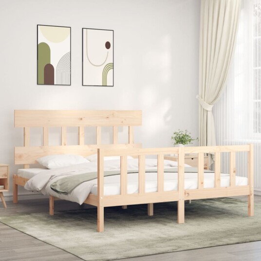 vidaXL Sengeramme med hodegavl 160x200 cm heltre