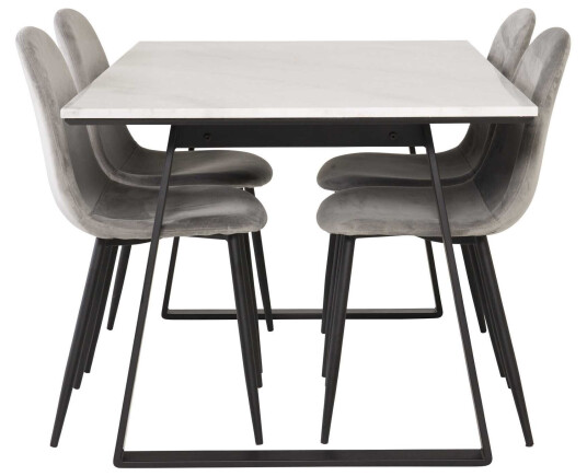 Venture Design Estelle & Polar spisegruppe Hvit/grå 4 st stoler & bord 140 x 90 cm