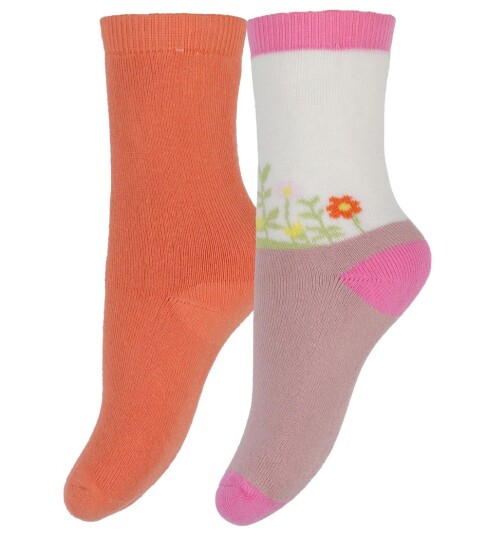 Melton Sokker Andrea 2 pack Oransje/Rosa 15/16 Sokker