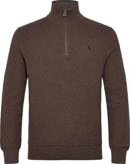 Polo Ralph Lauren Mesh Knit Cotton Quarter Zip Sweater Brown L Polo Ralph Lauren Mesh Knit Cotton Quarter Zip Sweater Brown L