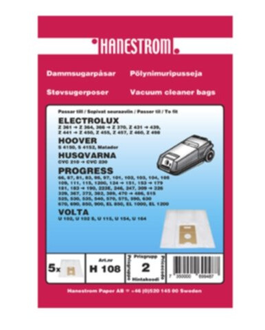 Haneström Støvsugerposer syntetfiber 5st. DU12149 Haneström Støvsugerposer syntetfiber 5st. DU12149