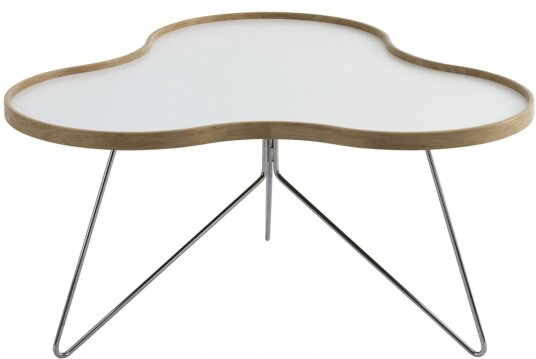 Swedese - Flower 90 Cm Vit Laminat / Ek Krom Sofabord Christine Schwarzer Hvit Metall/tre