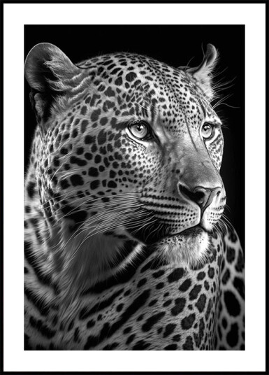 Black and White Leopard Plakat Plakat / 50x70cm