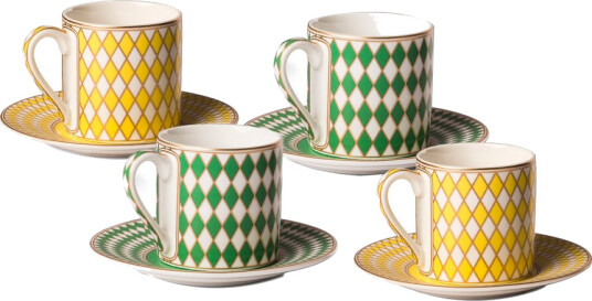Pols Potten Chess espressokopp med fat 4 stk 10 cl Pols Potten Chess espressokopp med fat 4 stk 10 cl