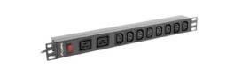 Lanberg PDU-02I1908I-0200-C20-BK - Strømfordelerenhet (kan monteres i rack) - AC 220-250 V - 4000 watt - enkeltfase - inngang: IEC 60320 C20 16A - utgangskontakter: 10 (8 x IEC 60320 C13, 2 x IEC 60320 C19) - 1U - 19 - 2 m kabel - svart