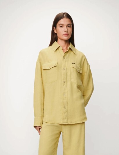 Lois Jeans Mia Shirt 7908 Aged Heavy Linen Yellow M Lois Jeans Mia Shirt 7908 Aged Heavy Linen Yellow M