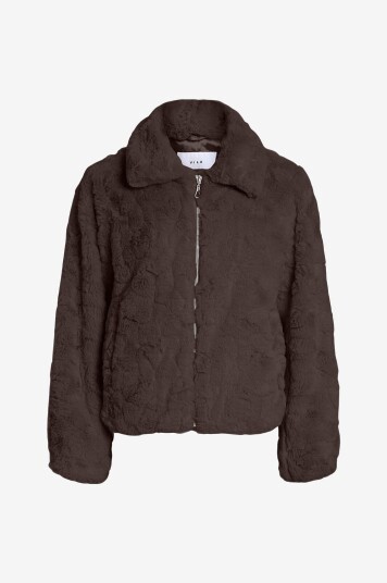 Vila Jakke i fuskepels viDorte L/S Jacket/pb Brun Vila Jakke i fuskepels viDorte L/S Jacket/pb Brun