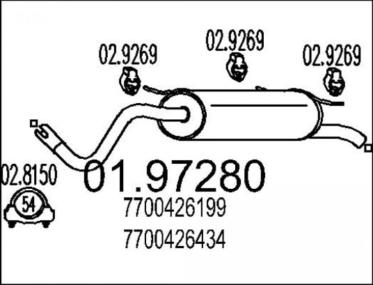 Bakre eksospotte MTS 01.97280 Bakre eksospotte MTS 01.97280