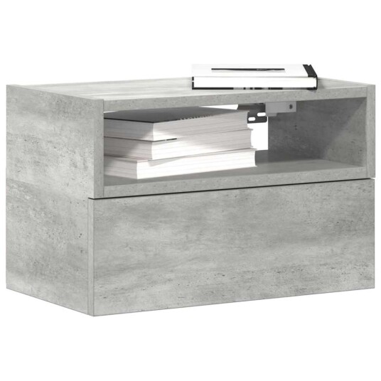  Veggmonterte nattbord 2 stk betonggrå 45x26x28,5 cm 8721158574824