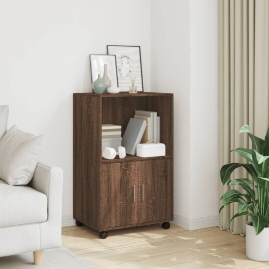  Rulleskap brun eik 55x40x91 cm konstruert tre