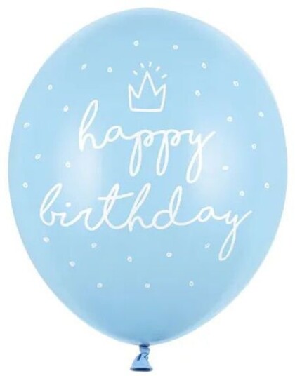 6 stk Pastel Blå Bursdagsballonger Happy Birthday 30 cm