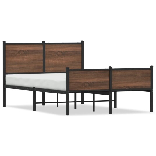  Sengeramme i metall med hode- og fotgavl brun eik 120x200 cm 8721102955433