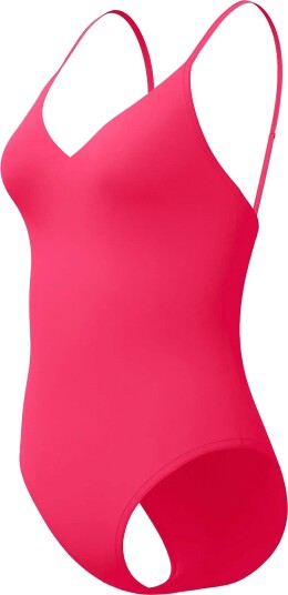 Speedo Solid V Neck Swimsuit Pink XS