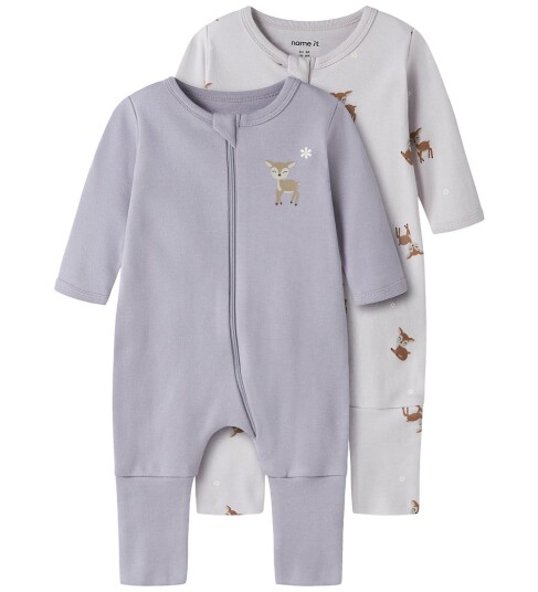 Name It NbfNightsuit 2-pack Pyjamas med Glidelås til Baby Lilac Deer 68 Name It NbfNightsuit 2-pack Pyjamas med Glidelås til Baby Lilac Deer 68
