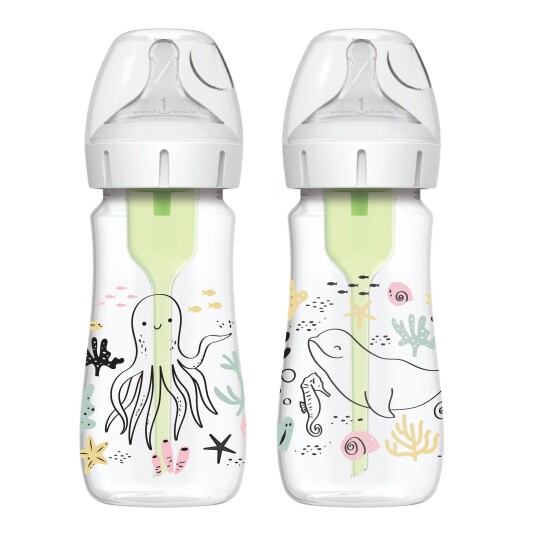 Dr. Brown's WideNeck Options+ Tåteflasker Ocean 270 ml 2-Pack Hvit Dr. Brown's WideNeck Options+ Tåteflasker Ocean 270 ml 2-Pack Hvit