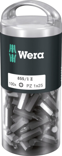Wera 855/1 Z 100 stk PZ1 25 mm Pozidriv-bits for Elektroverktøy