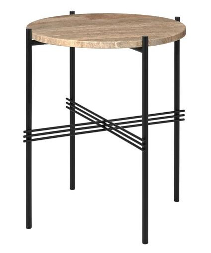 GUBI TS Sidebord Rundt Ø40 Sort/ Varm Taupe Travertin