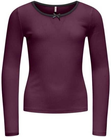 kids ONLY Mauve Wine Black Bow Kogsofia L/S Bue Topp Jrs 110 116