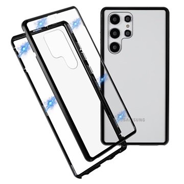 Samsung Galaxy S22 Ultra 5G Magnetisk Deksel med Herdet Glass Svart