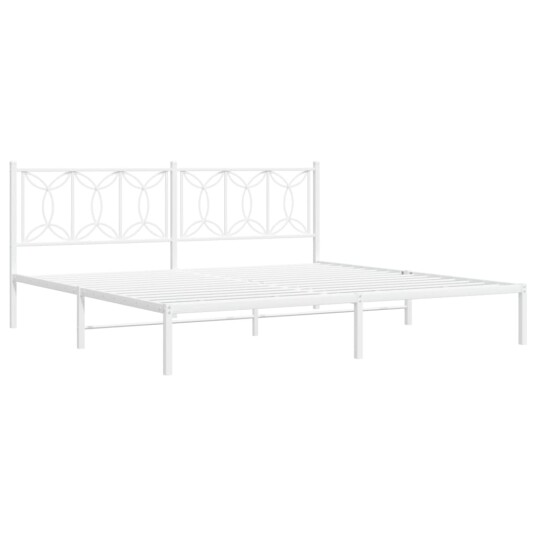  Sengeramme i metall med hodegavl hvit 193x203 cm 8721102644467
