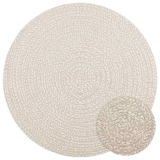  Teppe ZIZUR kremhvit Ø120cm jute-utseende innendørs og utendørs 8721102837005