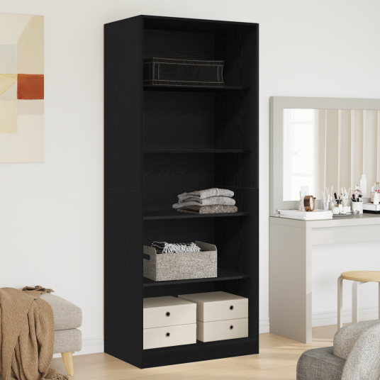 Svart Eik Garderobe 80 x 50 x 200 cm Solid Tre