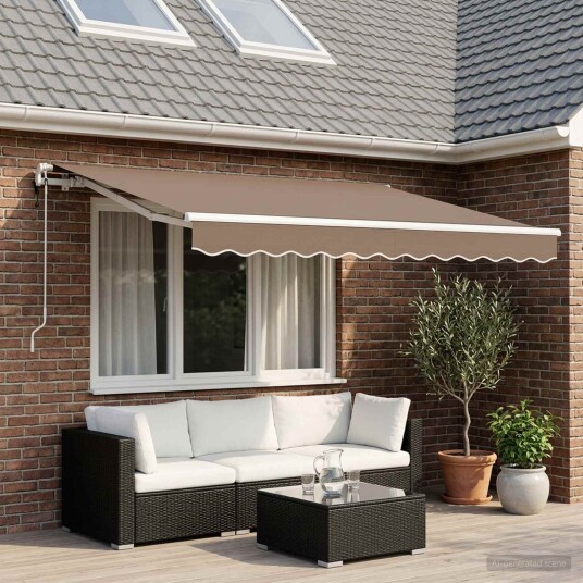 vidaXL Uttrekkbar markise Gråbrun 350 x 250 cm Polyester