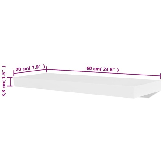 vidaXL Vegghyller 4 stk hvit 60 cm vidaXL Vegghyller 4 stk hvit 60 cm