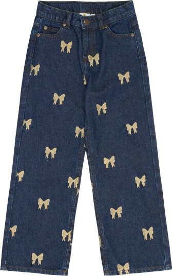The New Medium Blue Denim AOP Raquel Wide Jeans 13 14