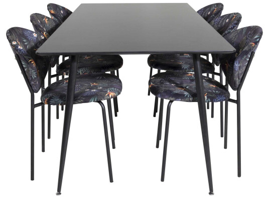 Venture Design Silar & Vault spisegruppe Svart/flerfarget 6 st stoler & bord 180 x 90 cm