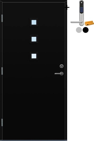 Ytterdør Bygg1 Odda Klarglass med Yale Doorman Classic Home