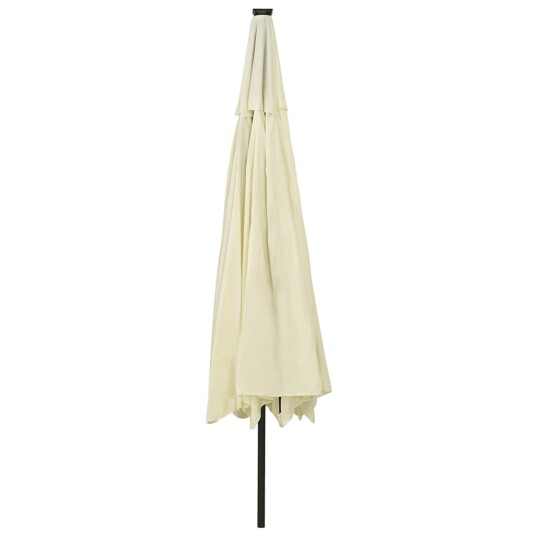 vidaXL Parasoll med LED-lys og stålstang 400 cm sand