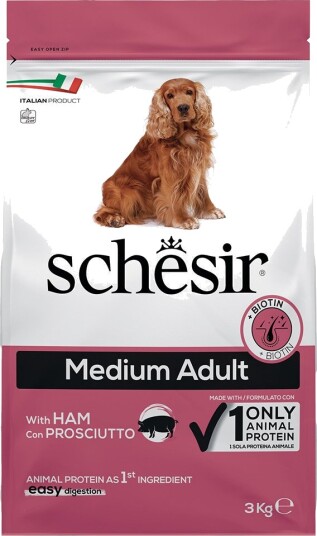 Schesir Original Tørrfôr Til Hund Skinke Sekk For Voksne Middels Store Raser 3 kg
