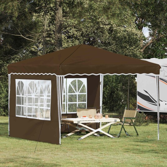 vidaXL Pop-up Festtelt 288 x 288 x 245 cm Gråbrun Oxford Stoff