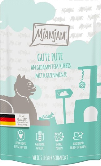 Mjamjam Våtfôr Sparepakke Quetschie God Med Dampet Gresskar Kalkun 24 X 125 G