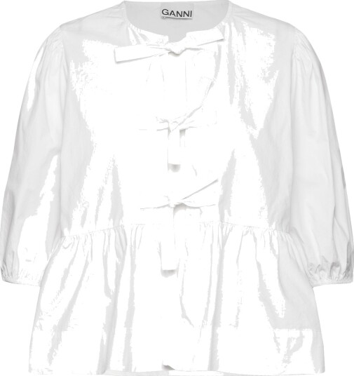 Ganni Cotton Poplin Peplum Blouse White 34 Ganni Cotton Poplin Peplum Blouse White 34