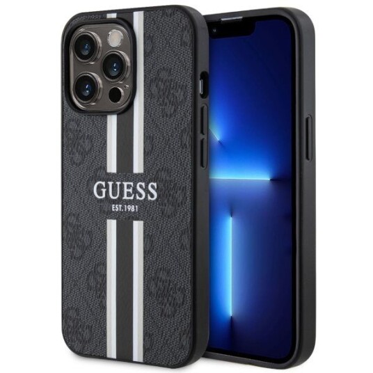 Guess Hardcase for iPhone 13 Pro/13 6,1" med MagSafe - Svart med Trykte Striper