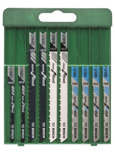Bosch 10-delers stikksagblad-sett U-tange U 101 B 2x; U 144 D 2x; U 19 BO 2x; U 18 A 2x; U 18 B 2x